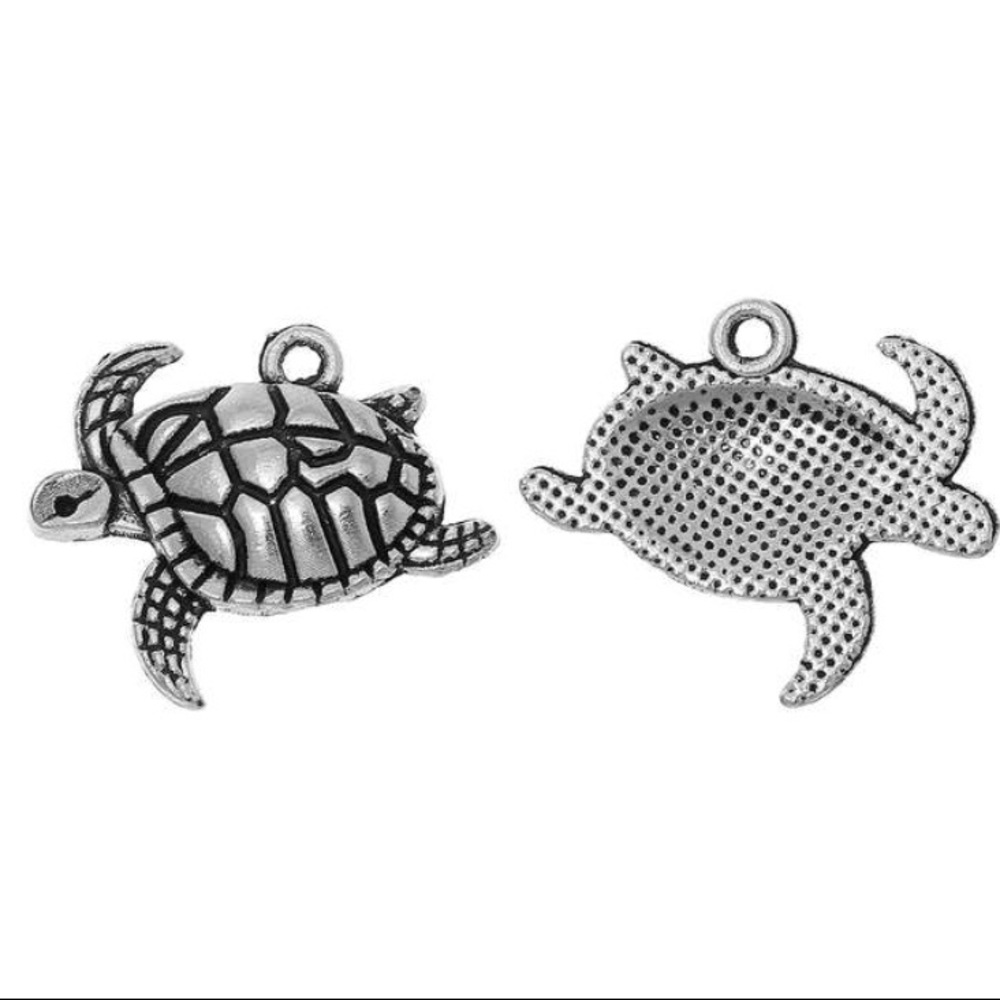 ❤️ 5 for $15 Turtle Pendant/Charm Silver Tone - Picture 3 of 5